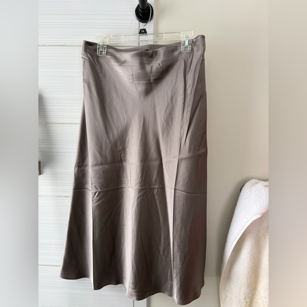 Quince 100% washable silk skirt Large grey